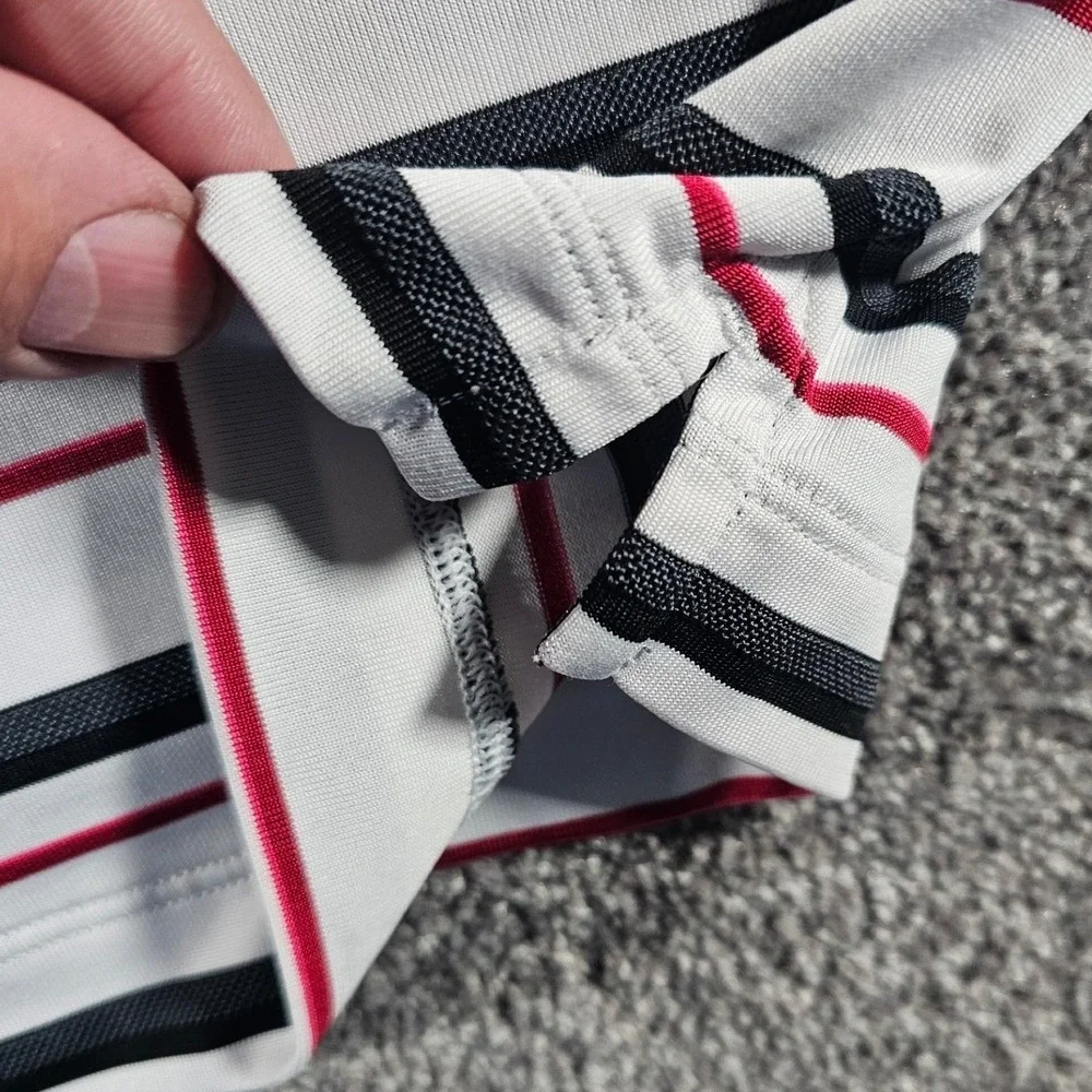 Nike Golf Polo Shirt Mens L White‎ Striped Dri-FIT S/S Preppy Performance